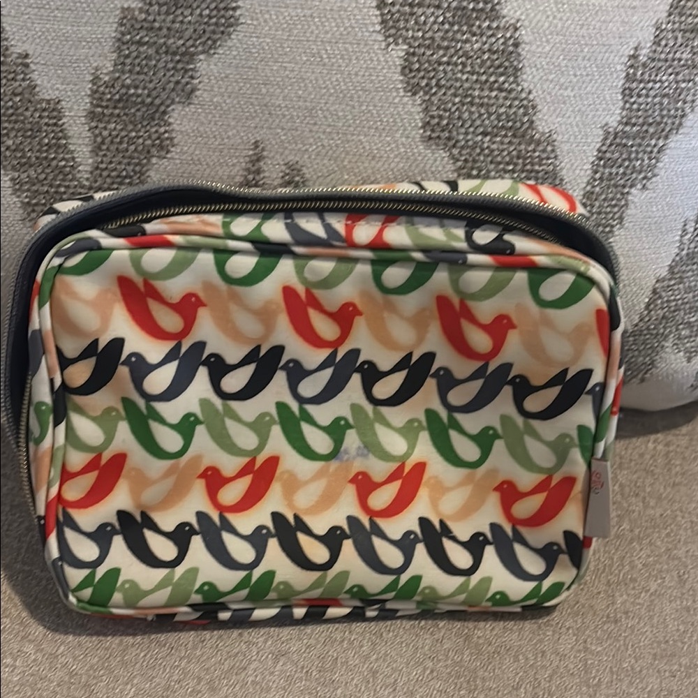 Orla Kiely Red and Green Cosmetic Bag with Abstract Pattern